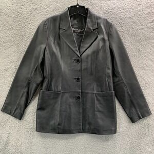 Raffaelo Leather Jacket Womens Large Top Black*